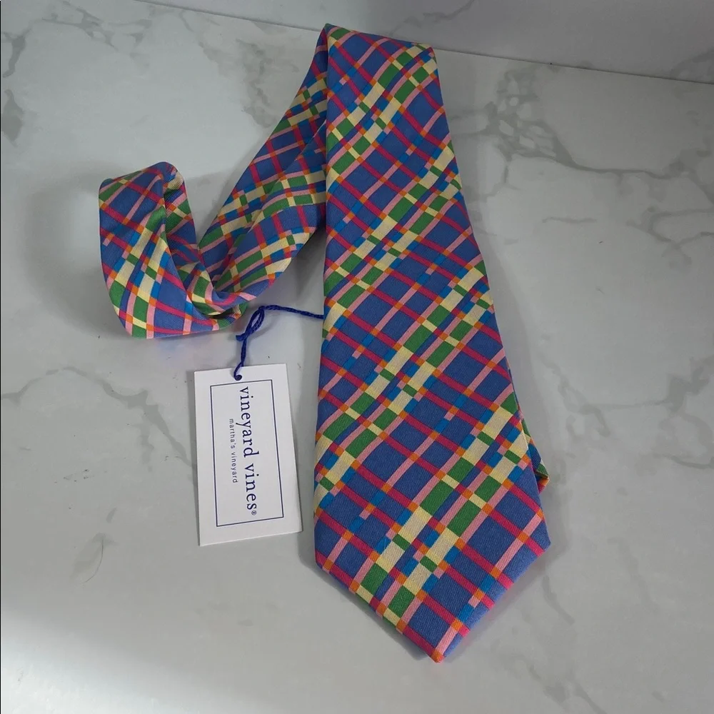 New Vineyard Vines Custom Collection Silk Tie Blue Green Pink Men's Preppy